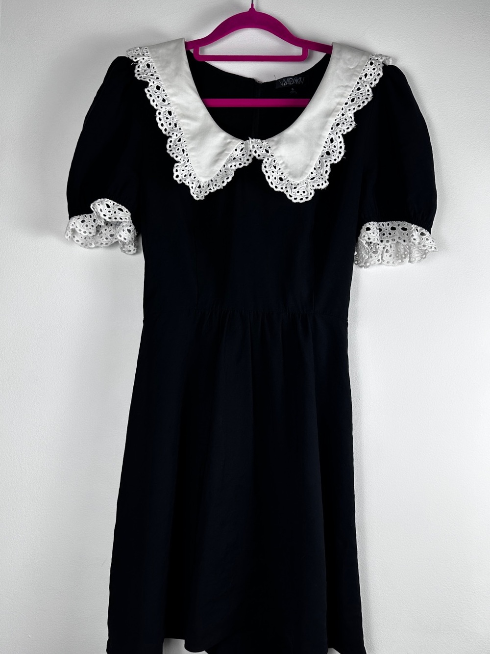 Widow Dolls Kill Black White Lace Peter Pan Collar Goth Mini Dress S